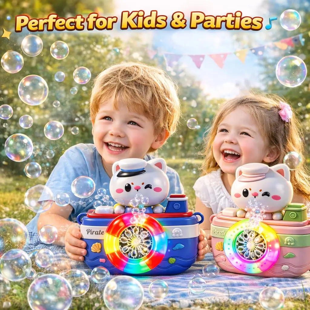 LED Music Bubble Machine for Kids, 10000+ Bubbles Per Minute High Output 30 Mins Bubbles per Refill, Colorful Light Bubble Blower Toy for Outdoor Summer Party, Outdoor Toy for Kids