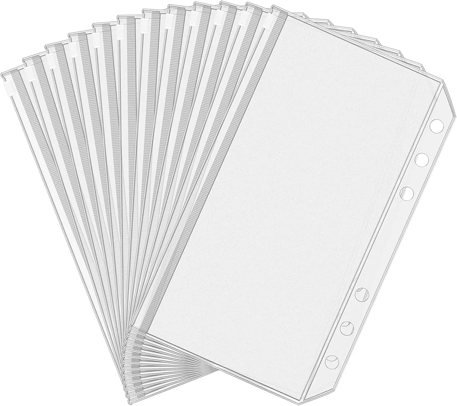 12pcs A6 Size Binder Pockets 6 Holes Budget Cash Envelopes  for Budgeting, Clear Zipper Folders Loose Leaf Bags