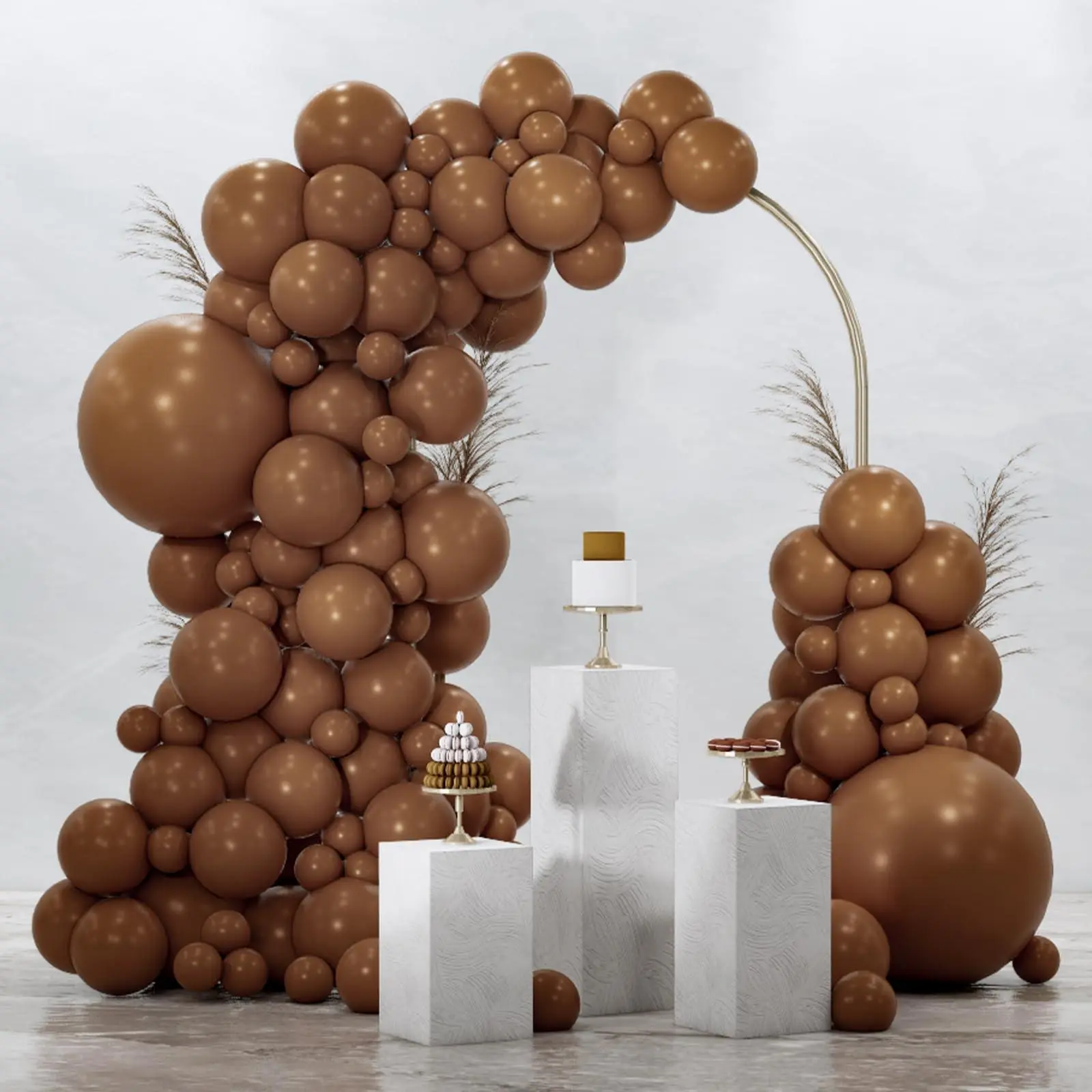 PartyWoo Thick Brown Decorative Balloon Arch Kit, 92pcs Boho Neutral Fall Coffee Tan (18/12/10/5 in) - Balloon Clusters, Birthday Theme & Festive for Birthday, Baby Shower Decorations, Decorative Balloons Balloons, Balloon Clusters Balloons