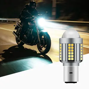 H4 BA20D Motorcycle LED Headlight Bulb, Dual Color White Yellow Switch High Low Beam, Ultra Bright 12-72V Waterproof Moto Head Lamp for Scooter Electric Vehicle Motorcycle LED Lights