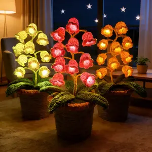 Handmade Crocheted Lily of the Valley LED Lantern - Valentine's Day, Mother's Day Gift(Comes with Exquisite Gifts), Cute Ornament,Warm-light home, Bedside desk decor,valentine's day decor