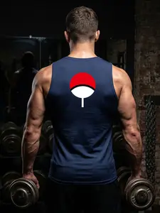 Graphic Print Sleeveless Compression Shirts for Men, Gym Workout Fitness Athletic Tank Top, Summer Quick Dry Sporty Running Basketball Vest Undershirt Baselayer, Dry Fit Wicking, Sleeveless Sports Vest