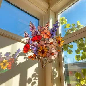 Vibrant Wildflower Suncatcher, Wildflower Acrylic Suncatcher, Wildflower Window Hanging Decor, Floral Sun Catcher, Botanical Window Decor