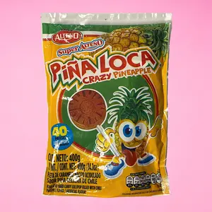 Alteño Piñaloca, 40-Pack, Pineapple Flavored Chili Powder Coated, Mexican Lollipop Candy, Snack Mexican Candy Dulces Mexicanos Sweet Spicy Sucker Tropical Candies