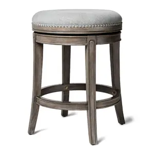 Maven Lane Alexander Round Backless Swivel Stool, Reclaimed Oak, Counter Height
