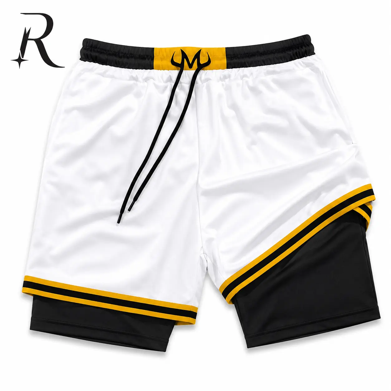 Male Anime Series 2-in-1 Beach Shorts - Bilayer Quick-Dry, Adjustable Loose-Fit, Active Drawstring Sports Shorts for Beach Volleyball, Pool Parties, Gym