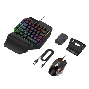ZRTF F6 Single Mobile Phone Glowing Gaming Keyboard,Supports for Android System, PUBG Keyboard Connect to Mobile Phone King of Glory Left Hand Keyboard  for Android not ios