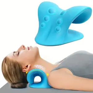 Neck stretcher, relieves pain, corrects neck hump, relaxes neck and shoulders, cervical traction device, helps with muscle relaxation and temporomandibular joint pain relief (blue)