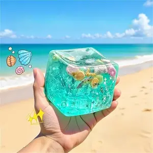 Ice Cube Stress Balls - Marine Shells Squishy Toy Set, Soft Slow Rise Sensory Fidget Toys for Anxiety Relief, Stretchy Squeeze Balls for Adults