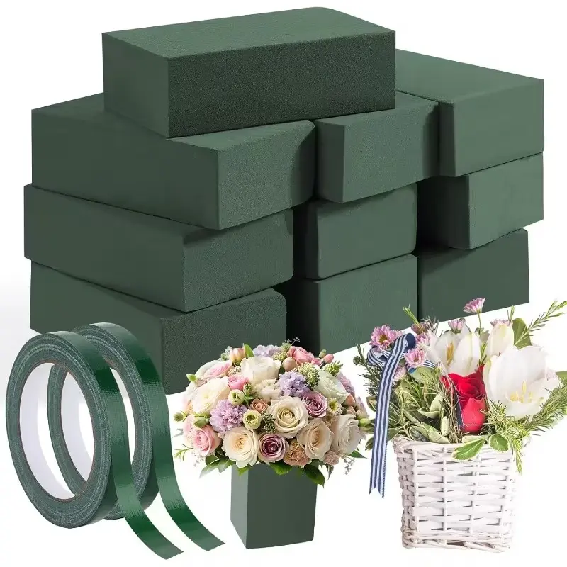 10 Pcs Small Floral Foam Blocks 5.5” x 3.1” x 1.7”, with 2 Rolls Waterproof Floral Tape - 12mm x 65.62ft, for Fresh or Artificial Flower Arrangements, DIY Wedding, Home Decor, and Crafts tiktokshopspringglowup