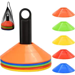 25/50/100pcs Disc Cones, Agility Soccer Cones with Carry Bag and Holder, Soccer Cones for Sports Training, Football, Soccer, Basketball, Coaching, Practice Equipment, 5 Color