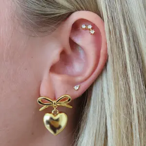EVRY JEWELS Gold or Silver Plated Stainless Steel Women's Hypoallergenic Cute Heart Earrings