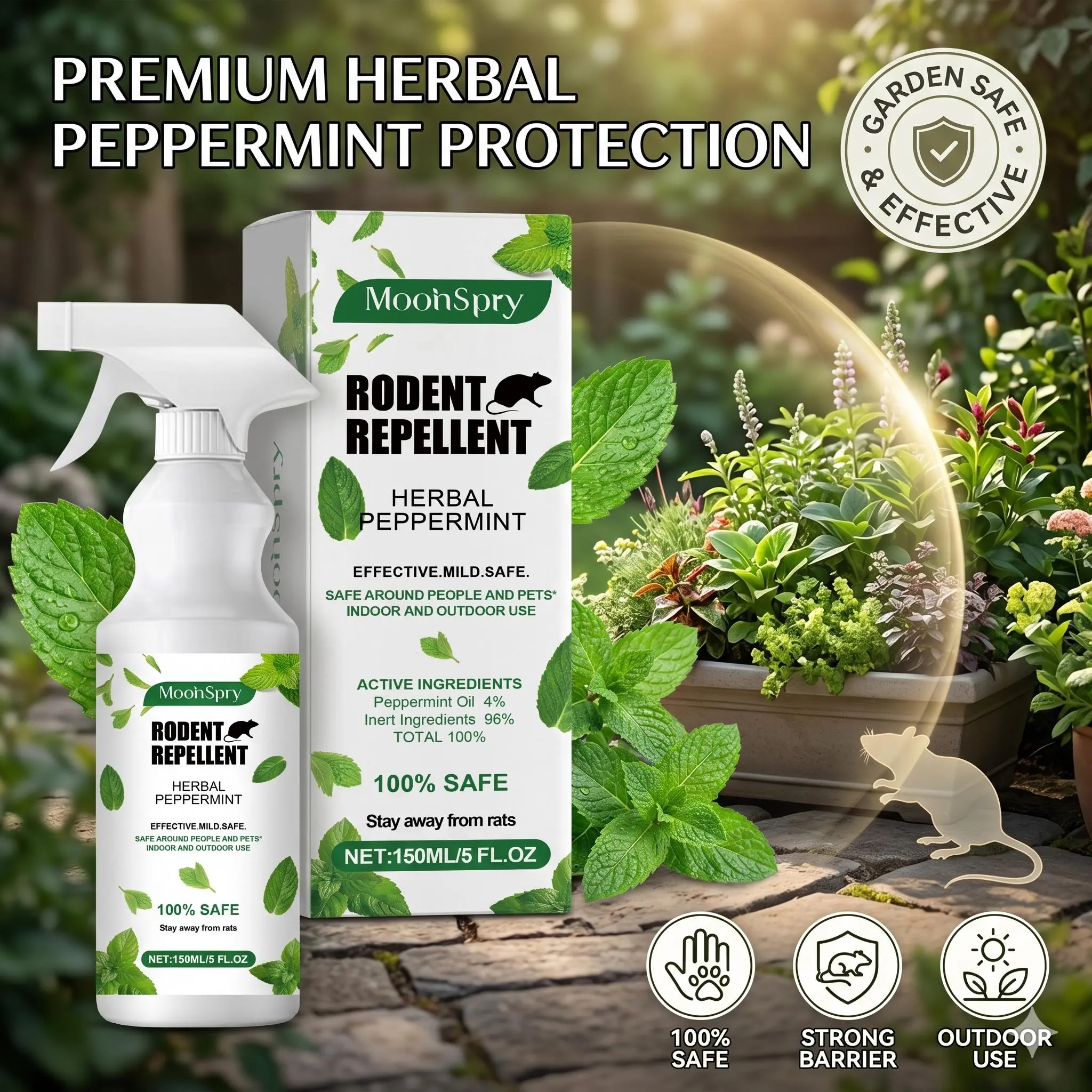 Peppermint Mouse Repellent Spray Outdoor or Indoor Use Rodent Deterrent Pest Control Mouse Repelling Spray