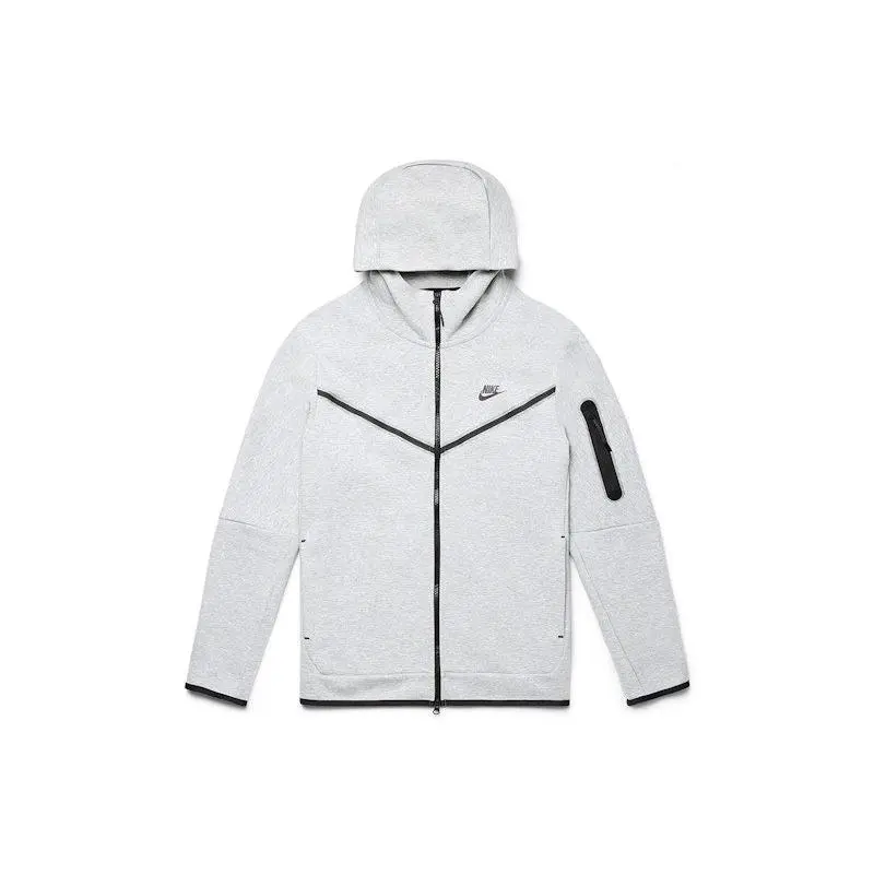 Nike Men's Sportswear Tech Fleece Full-Zip Hoodie Heather Grey/Black, from StockX