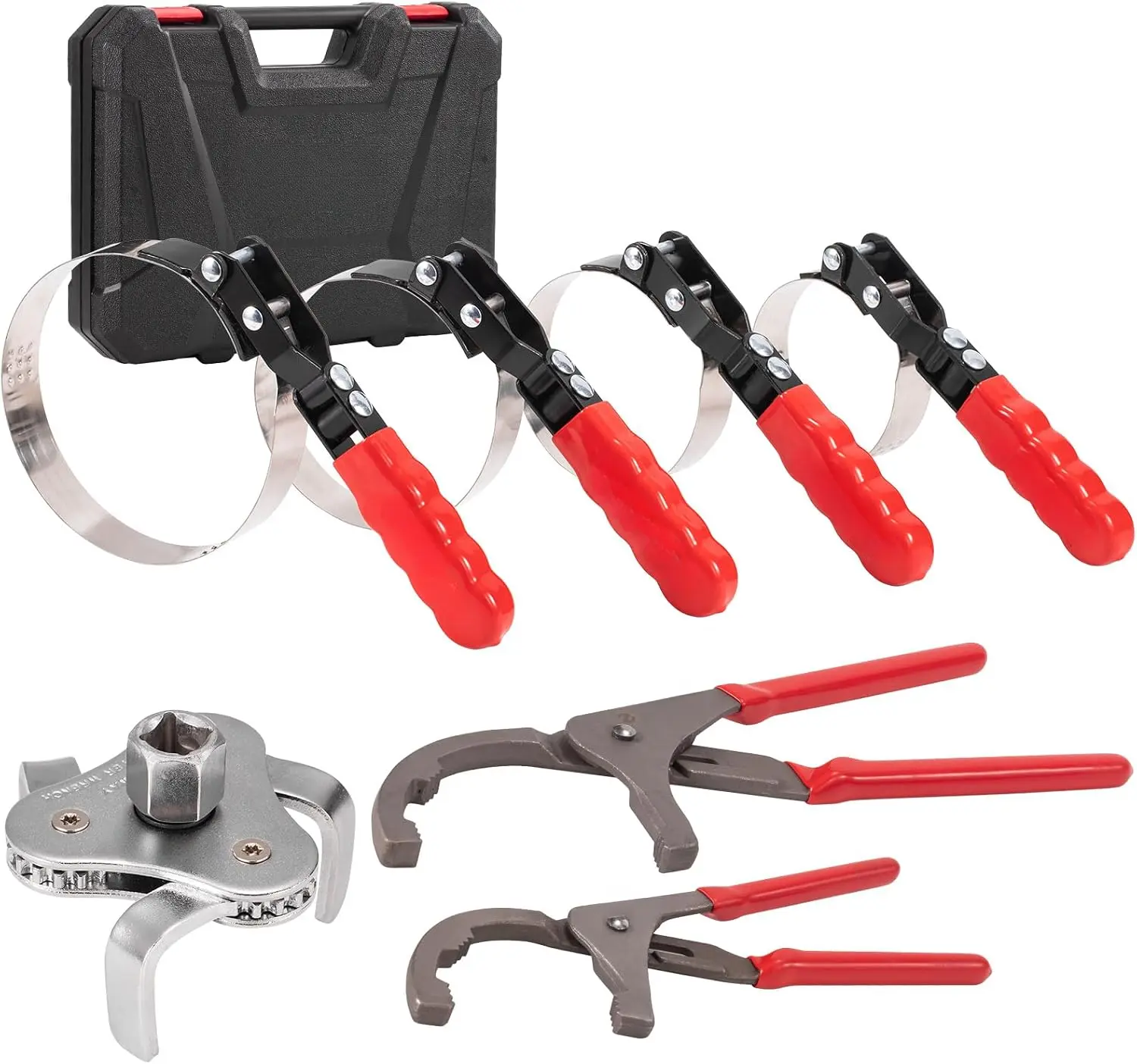 7 Pack 3-Jaw Swivel Oil Filter Wrench Set, 9 Inch & 12 Inch Removal Tools, Fits 2-3/4" to 5-1/4" (70-133mm) Filters, Auto Repair Tool for Workshop, Mechanic & DIY Maintenance