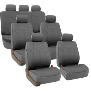 Rome PU Leather 3 Row 7 Seater - Gray Seat Covers