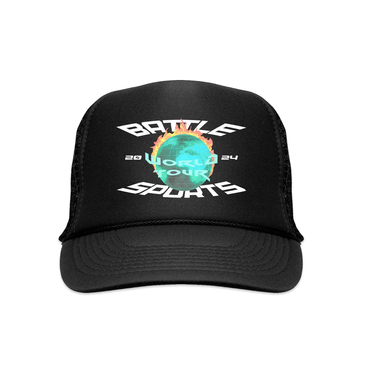 Battle Sports World Tour Hat 2024 Trucker Style Mesh Snapback with Moisture-Wicking Tech & Adjustable Fit