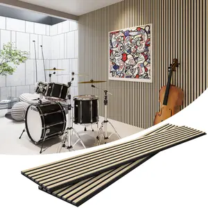 MDF Acoustic Slat Wood Wall Panels (2 Panels Per Box), 94.49" x 12.60" x 0.83" decorative wall soundproof wall