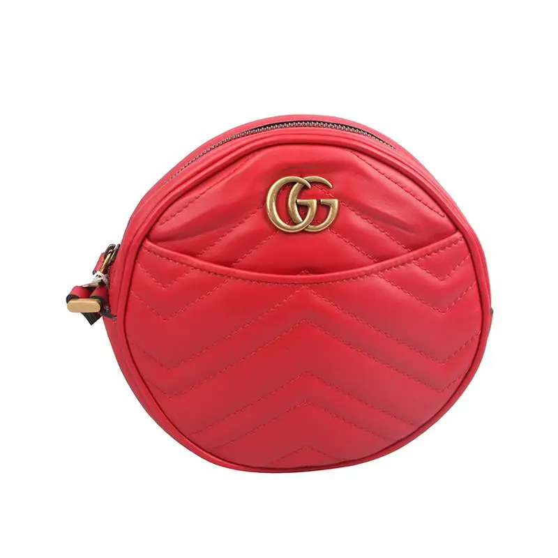 Pre-owned GUCCI Calfskin Crossbody Bags Marmont Round Red