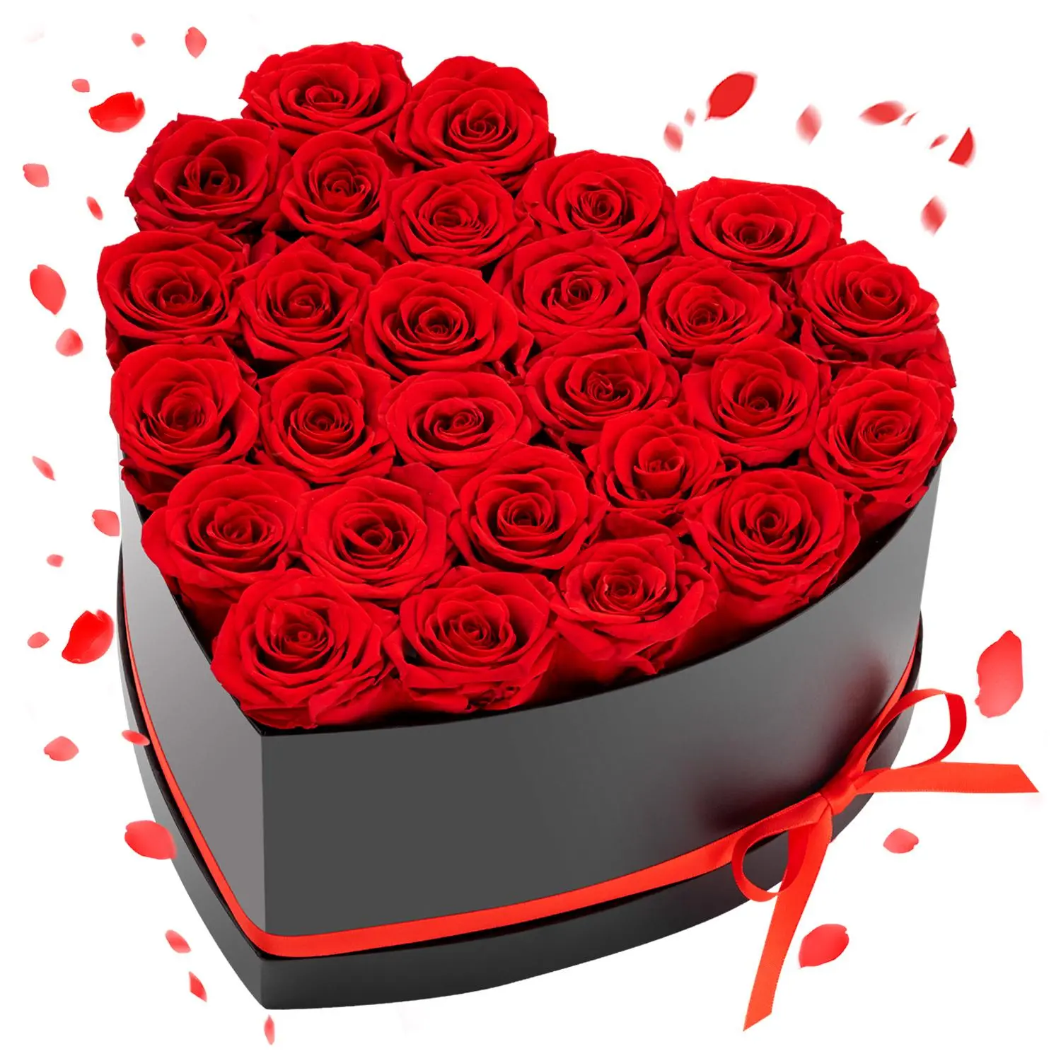 VEVOR 27-Piece Romantic Preserved Rose Eternal Bouquet, Colorful Heart Shape Box, Long-Lasting Flower Bouquet, Bedroom Home Decor, Women's Birthday Gift, Red, Prime Delivery