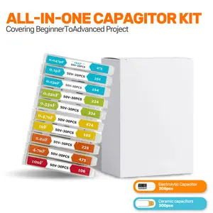 Complete 608-Piece Capacitor Kit – Electrolytic & Ceramic, 30 Values (0.047µF–680µF, 10V–50V), Pre-Sorted Case for Electronics Repair & Hobbyist Projects