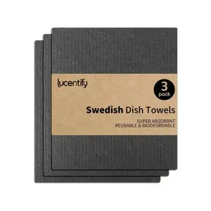 LUCENTIFY Swedish Dish Cloths (3-Pack) – Super Absorbent & Reusable Super Absorbent & Reusable, High-Quality Cellulose, Durable & Biodegradable