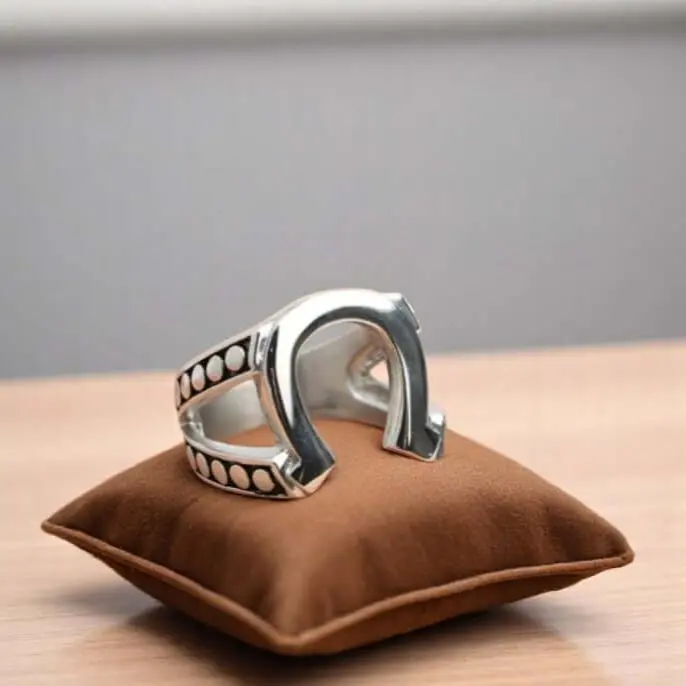 Horseshoe 316L Stainless Steel Ring for Men or Women, Horse Lover Western Jewelry Equestrian Protective Tarnish Resistant Good Fortune