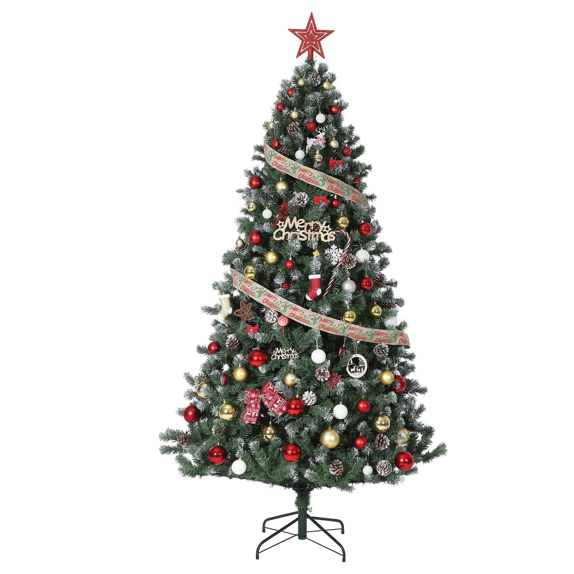 Garvee 6Ft Artificial Christmas Tree, Snow Flocked Christmas Tree,Premium Pre-Lit Xmas Tree Ideal for Home,Office,Party Decoration