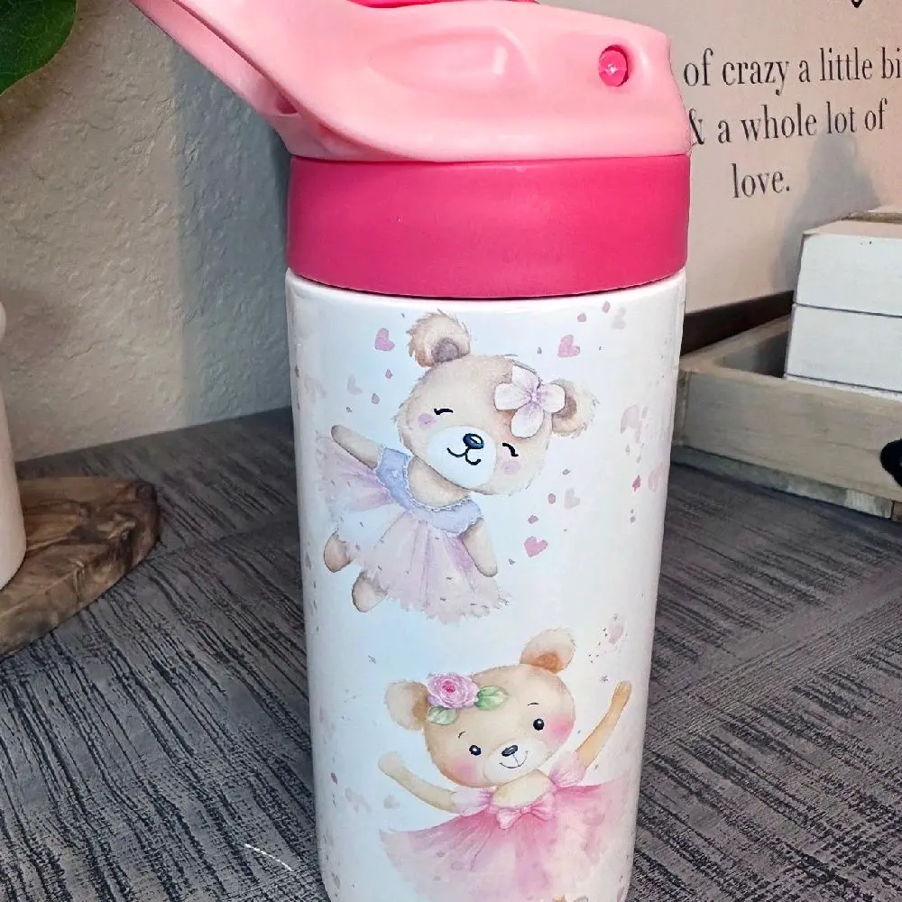 Personalized Kids Water Bottle  | Custom Name + Photo Tumbler | Cute Cartoon Designs | Spill-Proof Flip Lid | Back to School Gift