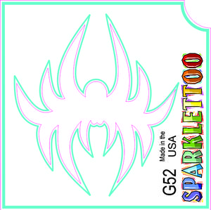 212 MAIN Men's Ruby Red Paint G52-2 2-Ply Tribal Spider Design Glitter Tattoo Stencils, Pack of 100, FDA-Compliant, Kid-Safe, for Costumes & Special Occasion Accessories, Stencil