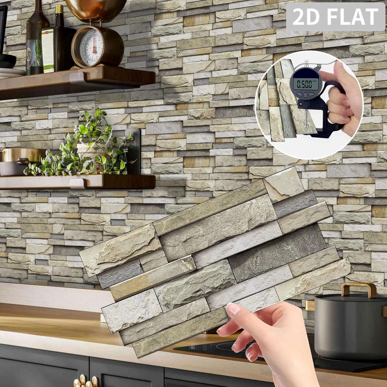 (12pcs/24pcs/48pcs) Peel and Stick Splashback Tile Stickers, Artificial Marble Waterproof Oil-proof Irregular Wall Stickers, Suitable for Kitchen and Bathroom Wall Decoration, 12cm x 24.6cm
