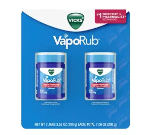 Vicks VapoRub Topical Analgesic Ointment, 3.53 oz., 2 pk Soothe Chest and Throat Relieve Aches & Pains