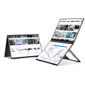 EHOMEWEI X2 PRO Dual Stacked Monitor 16"*2 2.5K Foldable Laptop Expansion Screens 2560*1600 60Hz 100DCI-P3 HDR Touch Pen Support for Windows MacOS
