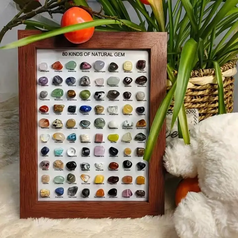 Hot Natural Mineral Display Set, 80 Pieces Natural Crystals, Crystal Agate and Fluorite Specimens, Fashion Home Decor, Collectible, Perfect Gift for All Holidays