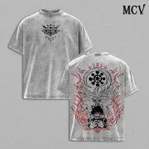 Megumi Fushiguro - Mahoraga Washed Vintage T-Shirt Menswear Heavy Cotton Top, Jujutsu Kaisen Anime Manga Divine General Graphic Double Printed Tee, Unisex Oversize Streetwear, Jjk Tee Wash