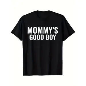 Men'S Retro Mommy'S Good Boy Graphic T-Shirt |   Black with White Print, Soft Breathable, Crew Neck, Loose Fit, All-Season, Funny Gift Idea for Men