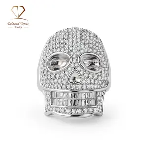 Delzzad 2.8ct Infinite Bone Ring Cool Hip Hop Rock Skull Ring VVS Synthetic Moissanite Ring Jewelry Copper Band Hip Hop Ring for Men Perfect Birthday Engagement Wedding Anniversary Christmas Valentine's Day Gift for Him