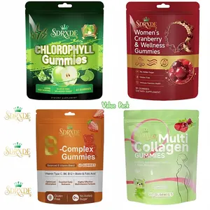 SDRXDE  4-Pack Gummies Bundle - Chlorophyll+Cranberry+B-Complex+Collagen  Women’s Daily Wellness 60 Gummies Pack Mint Flavored Nicotine Polacrilex Gum vitamin e d3 k2 smooth multivitamin combo health supplement ph balance mk7 gut cortisol flora fluid iu c
