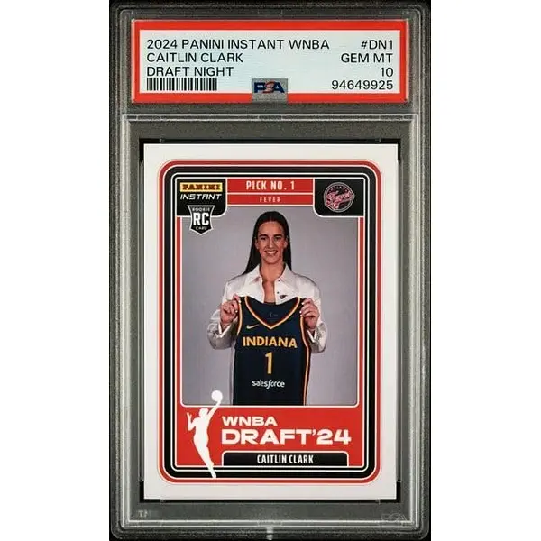 Caitlin Clark 2024 Panini Instant WNBA Draft Night Rookie Card #DN1 PSA 10