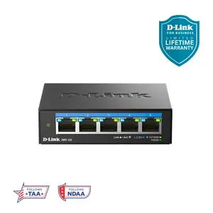 D-Link 5-Port 2.5Gb Unmanaged Gaming Switch DMS-105 with 5 x 2.5Gb Ports Multi-Gig Network Fanless Plug & Play Performance Powerful Wi-Fi 6 Ready