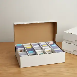 Trading Card Storage Box Card Hobby Box 3900-8000 Count Collector Cards Box White Sports Card Storage Boxes Card Sorting Tray Cases Cards Collection Trading Cards Box for Soccer Basketball Cards