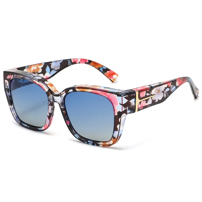 Blue Floral Frame, Gradient Blue Lenses