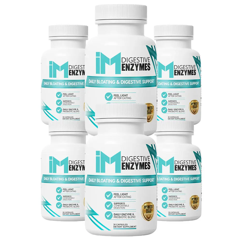IM Digestive Enzymes - 6 Bottles | Digestive Comfort & Bloating Support | Multi-Enzyme + Probiotic Formula | Daily Capsules