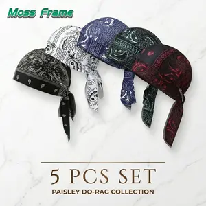 Paisley Cooling Headscarf Cap Set, Motorcycle Pirate Head Wrap Safety Helmet Liner, Elastic Fit Hand Washable Multifunctional Outdoor Headwear for Athletes & Outdoor Enthusiasts