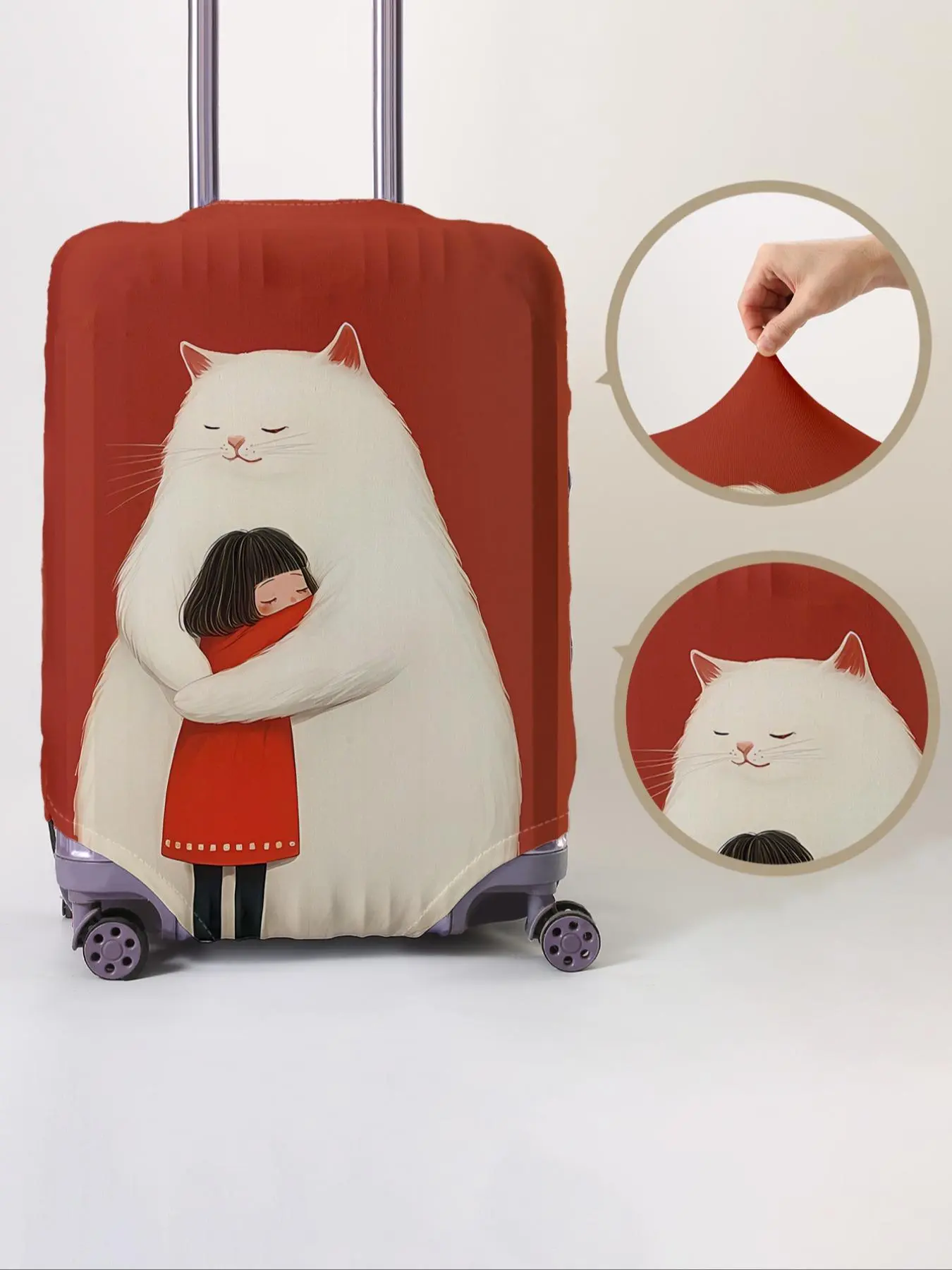 Random Cat Pattern Luggage Protector, Casual Dust-proof Travel Accessories, Elastic Luggage Cover for Women & Men, Versatile Travel Accessory, Stretch Covers