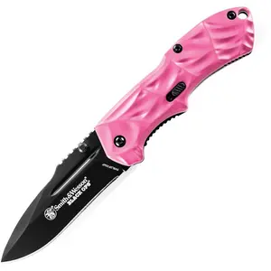 Smith & Wesson SWBLOP3SMP Pink Mini Assisted Opening Drop Point Folding Knife