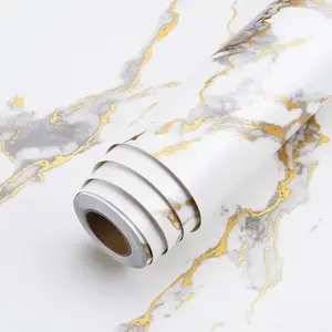 White & Gold Marble Contact Paper for Countertops - Waterproof Peel and Stick Removable Matte Vinyl Wallpaper 15.8"x80" for Kitchen Bathroom Counter