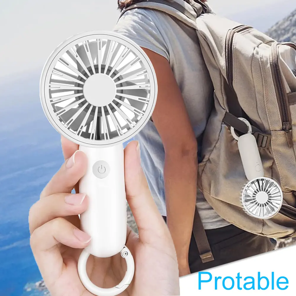 Portable Handheld Turbo Fan, 3 Speed Adjustable with High-Power Motor, Rechargeable Battery, Pocket Design Mini Fans for Indoor/Outdoor/Travel/Work, White