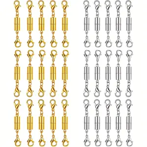 30pcs Golden And Silveryy Necklace Clasps Magnetic Jewelry Locking Clasps And Closures Bracelet Lobster Clasp Connector For Necklace Bracelet Jewelry Crafts Making Supplies, Without Battery