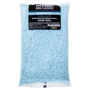 Waxness Spa Choice Rosin Free Multidirectional Baby Blue Hard Wax 2.2 lb / 1 kg - For Hair Removal, Hypoallergenic, Gentle, Dense creamy consistency, No strips needed